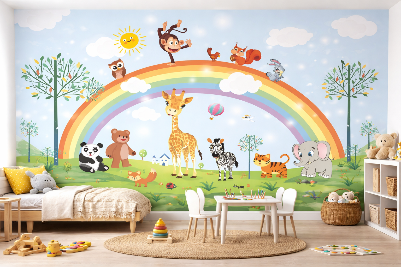 Colorful Rainbow Animal Kids Wallpaper