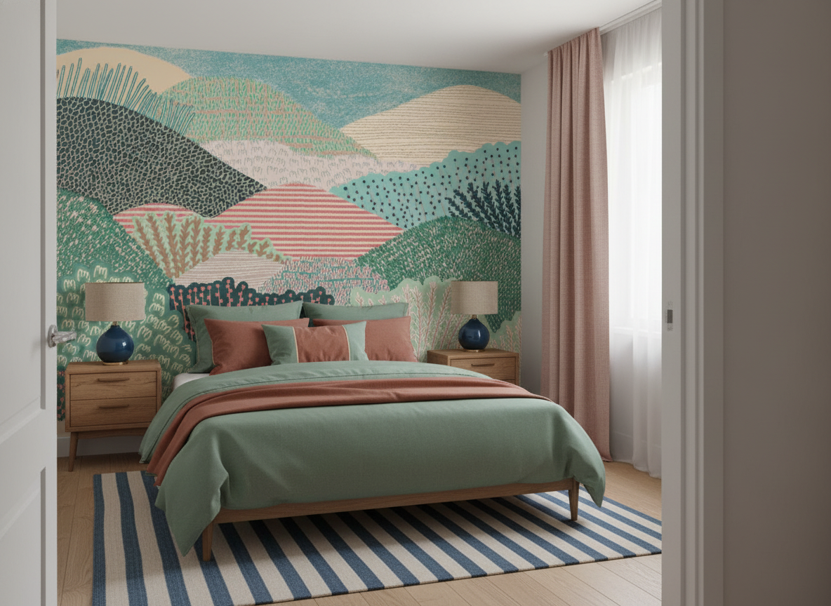 Abstract Colorful Landscape Wall Mural – Modern Artistic Pattern Wallpaper