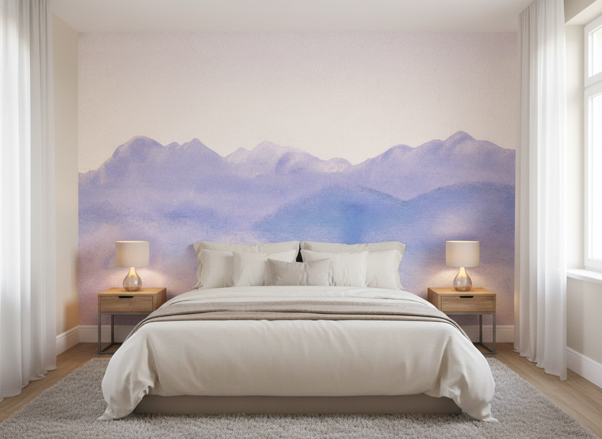 Pastel Mountain Wall Mural – Soft Abstract Landscape Wallpaper